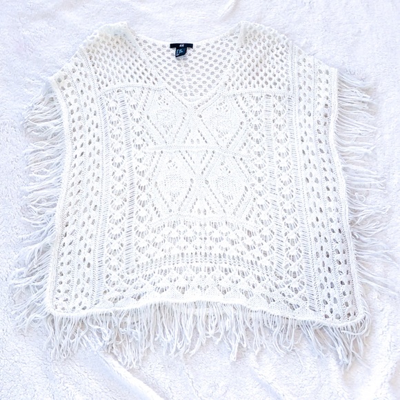 H&M Sweaters - H&M Off White Knit Shawl Cover Wrap Poncho Boho